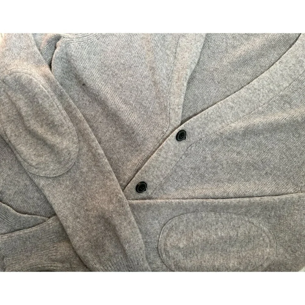 J. Crew Gray Wool Blend Cardigan Elbow Patch Knit Sweater Preppy Old Money Size